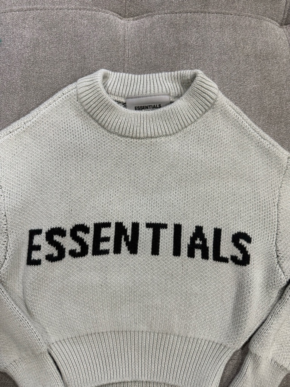 ESSENTIALS Kids Crewneck Sweater in Light Gray with Black Logo